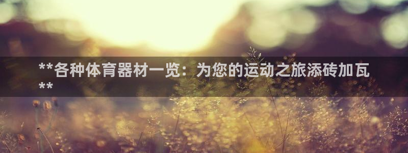富联平台登录注册流程：**各种体育器材一览：为您的运